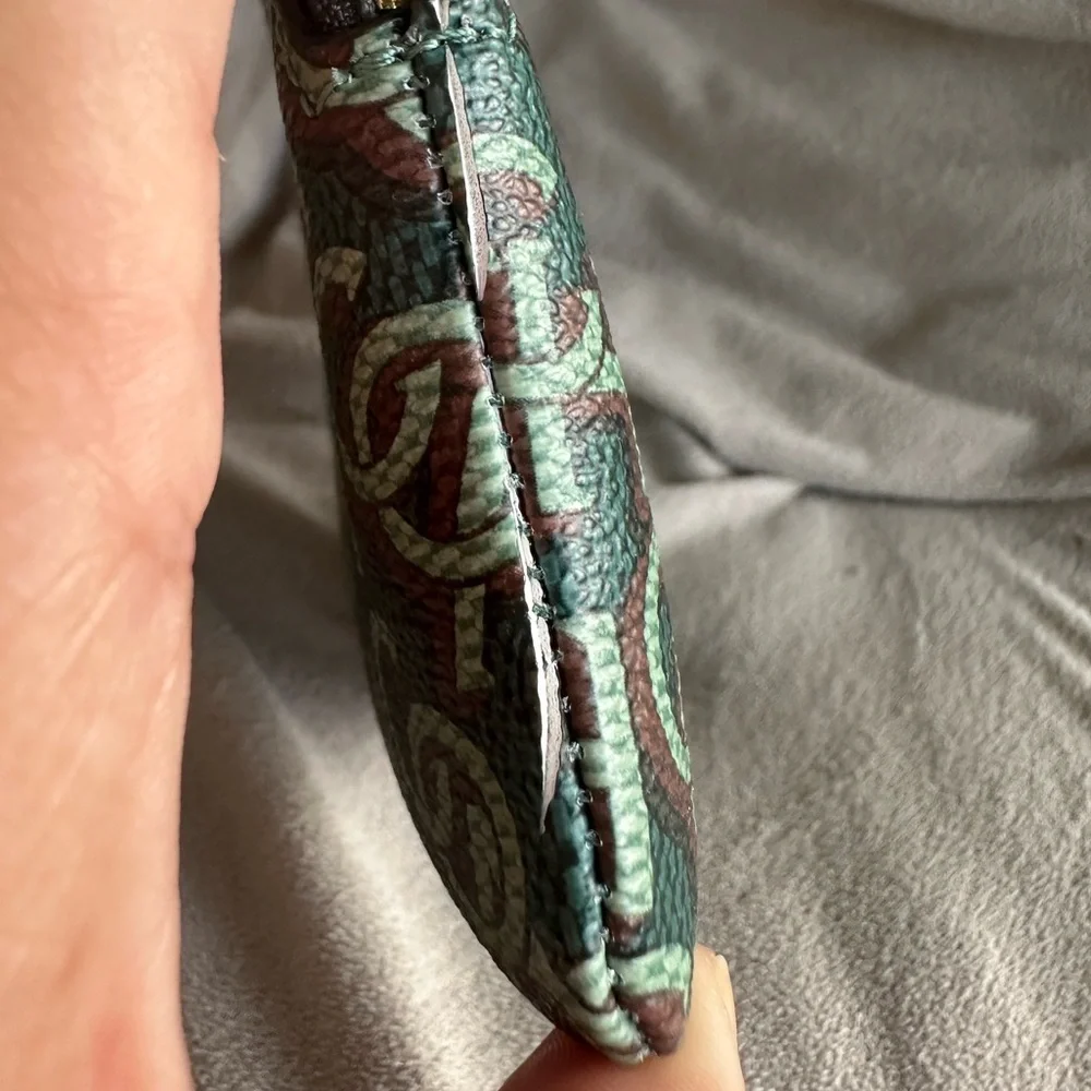 Coach Black and Green Monogram Clutch